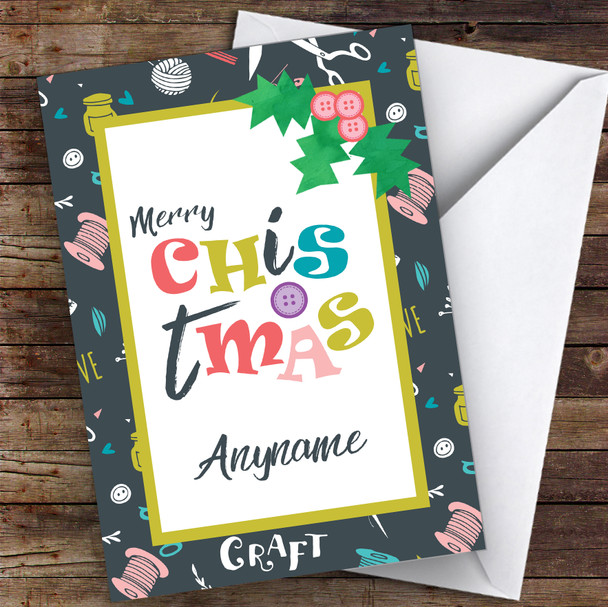 Craft Style Typography Hobbies Personalised Christmas Card