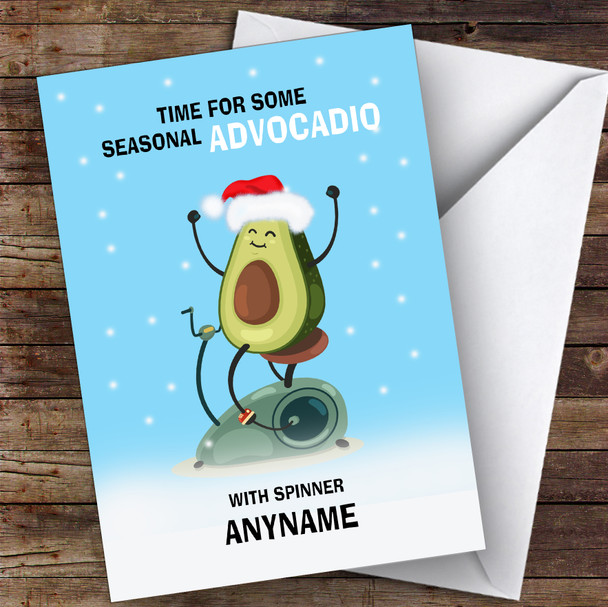 Spinner Funny Avocadio Hobbies Personalised Christmas Card
