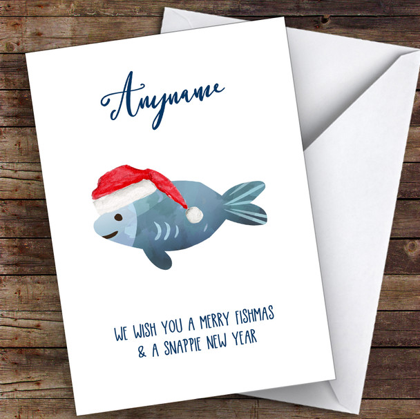 Fishing Funny Fishmas Hobbies Personalised Christmas Card