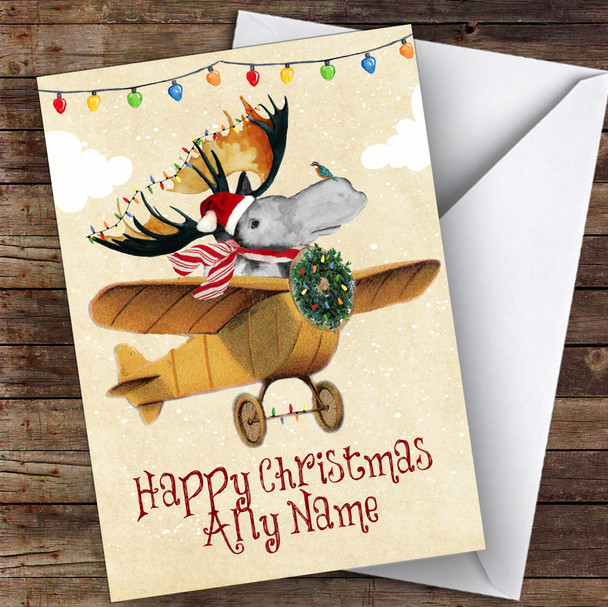 Mousse Flying A Plane Hobbies Personalised Christmas Card