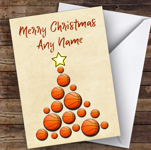 Basketball Xmas Tree Hobbies Personalised Christmas Card