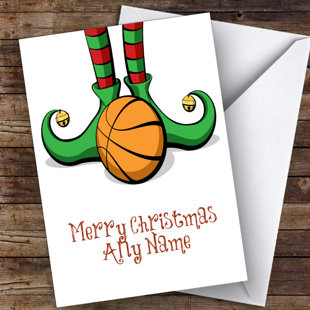 Elf Feet Basketball Hobbies Personalised Christmas Card