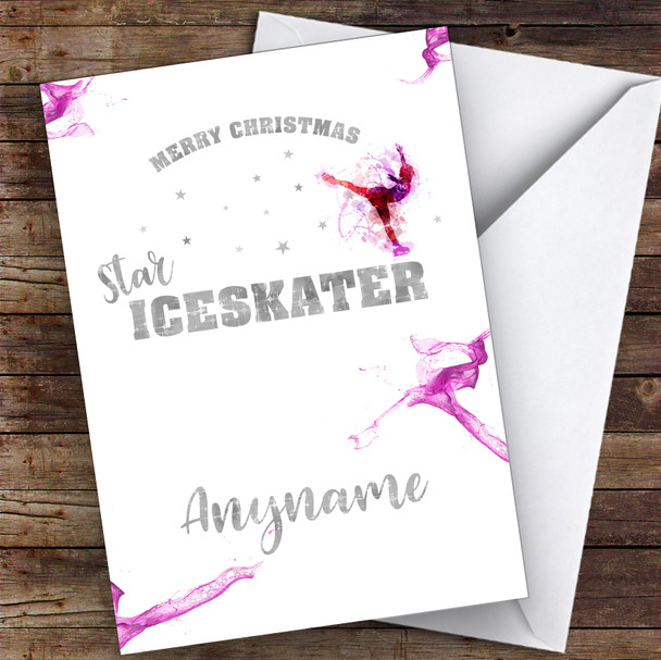 Ice-skating Star Hobbies Personalised Christmas Card