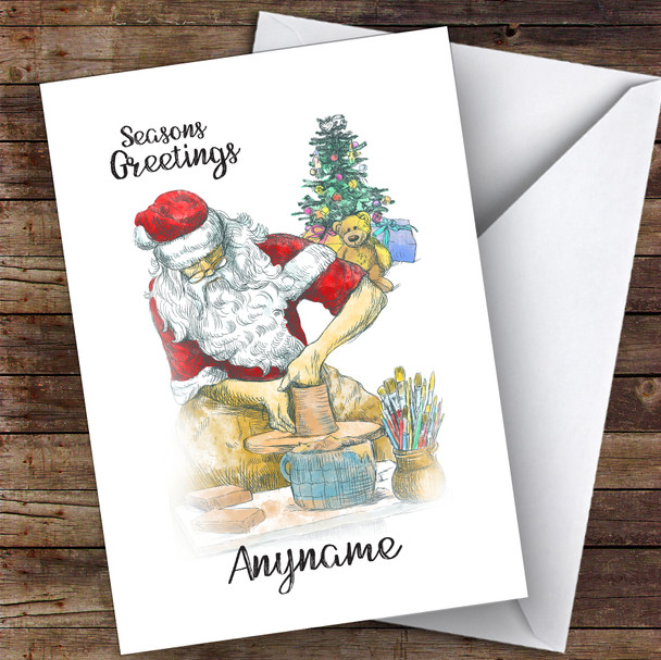 Pottery Santa Hobbies Personalised Christmas Card