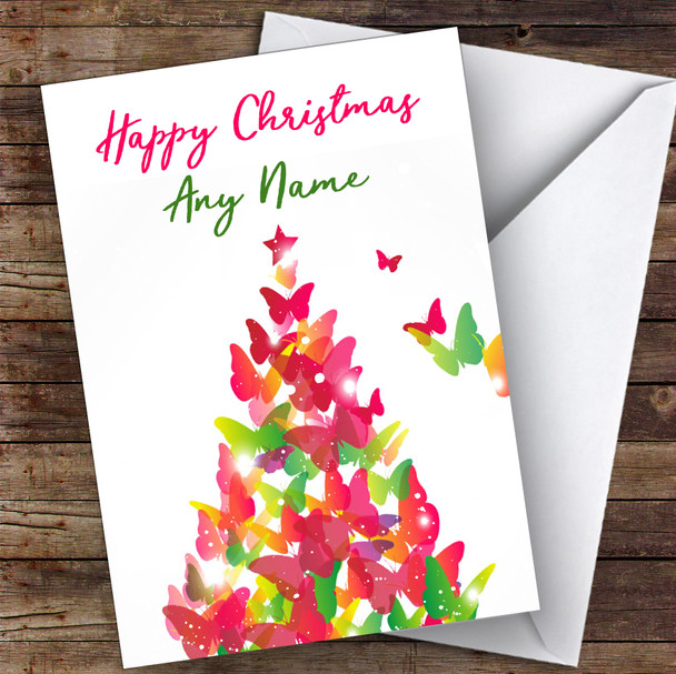 Butterfly Tree Modern Personalised Christmas Card