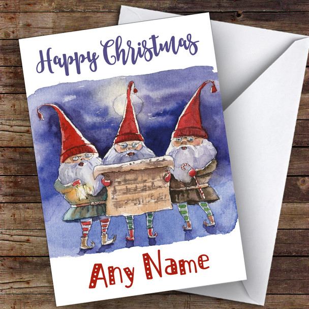 Singing Elves Traditional Personalised Christmas Card