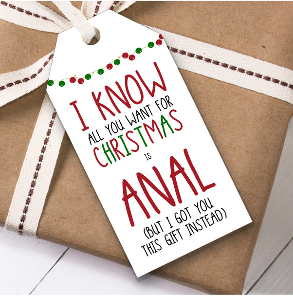 Funny Rude You Want Anal Christmas Gift Tags