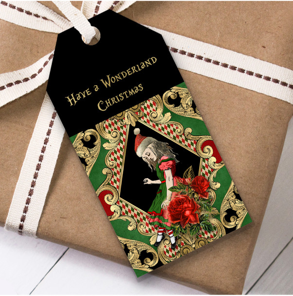 Alice In Wonderland Black Gold Alice Christmas Gift Tags