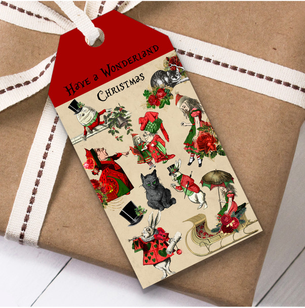 Alice In Wonderland Characters Christmas Gift Tags