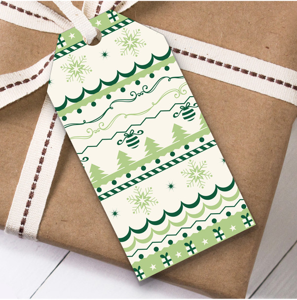Green Pattern Snowflake Christmas Gift Tags