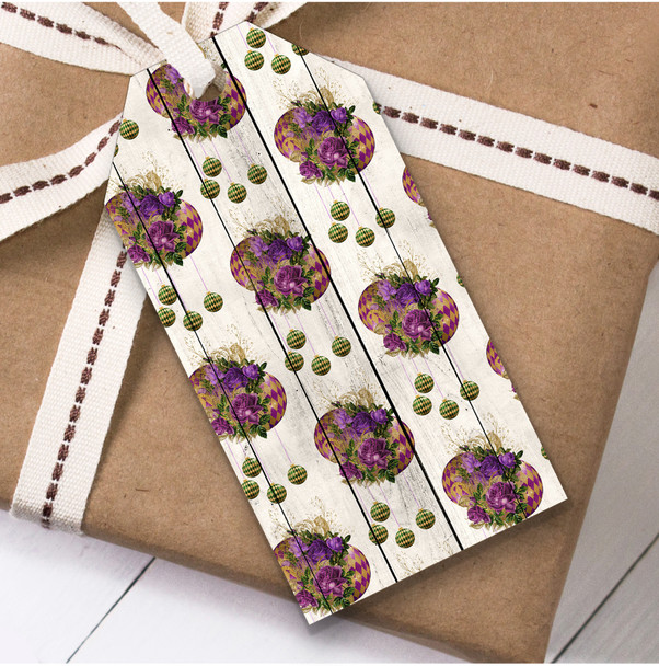 Purple And Gold Baubles Christmas Gift Tags