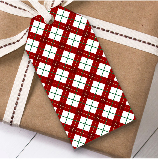 Red White Tartan Check Christmas Gift Tags