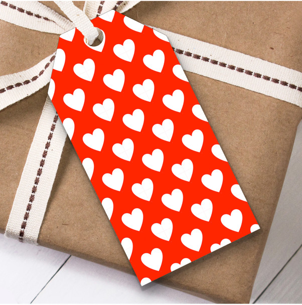 Red White Love Hearts Christmas Gift Tags