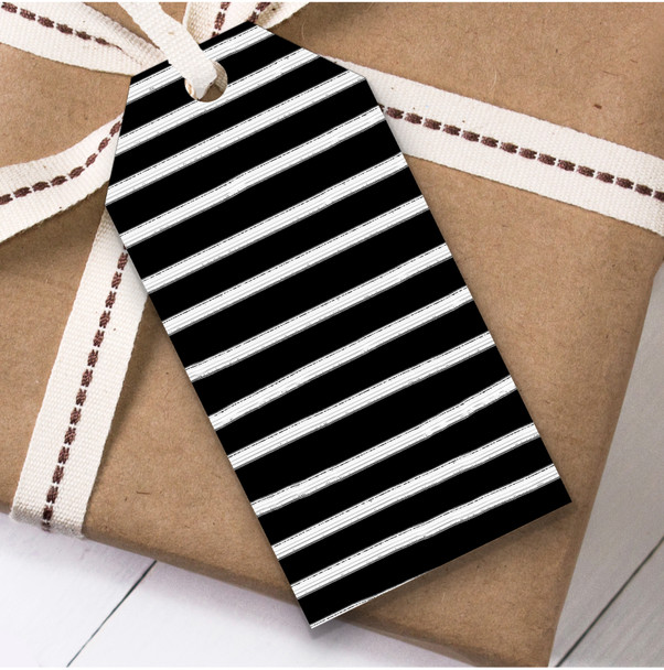 Black & White Stripy Christmas Gift Tags