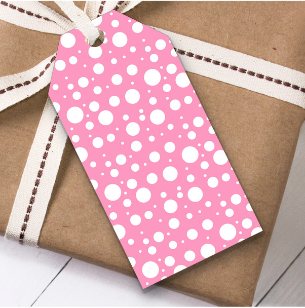 Pink & White Bubbles Christmas Gift Tags
