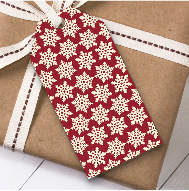 Red Cream Snowflakes Christmas Gift Tags