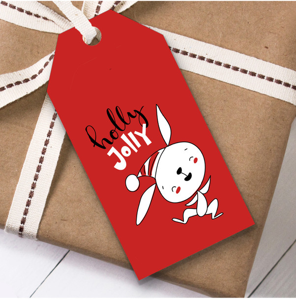Holly Jolly Rabbit Christmas Gift Tags