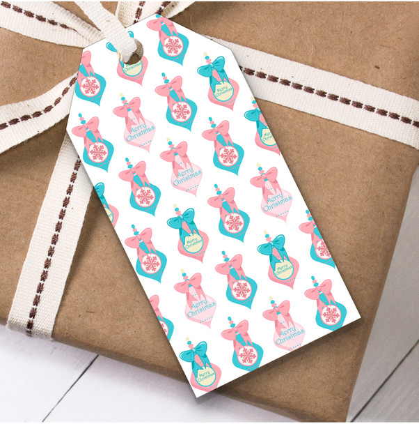 Pink Blue Baubles Christmas Gift Tags