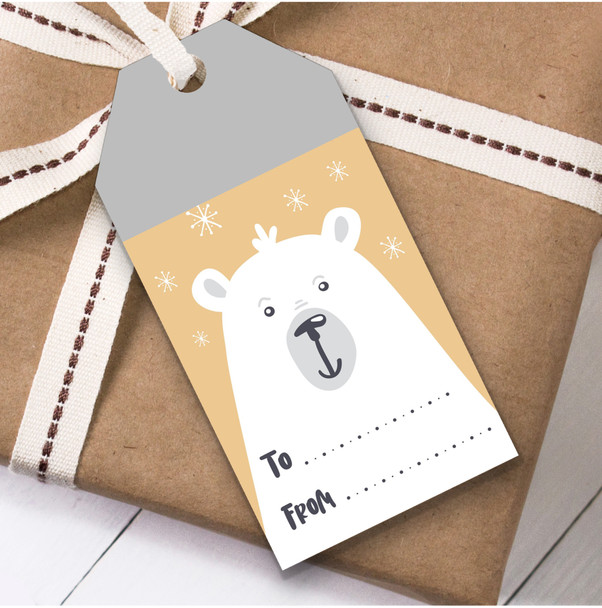 Polar Bear Yellow Christmas Gift Tags