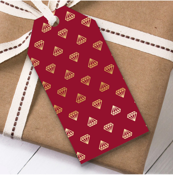 Red Gold Diamonds Christmas Gift Tags