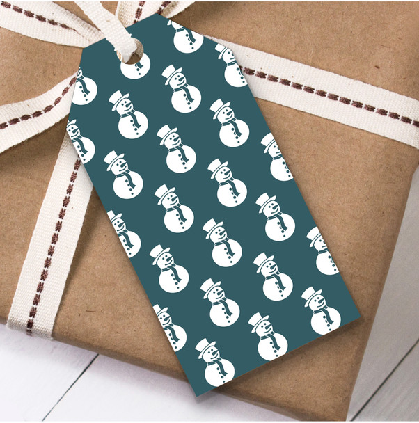 Turquoise Snowmen Christmas Gift Tags
