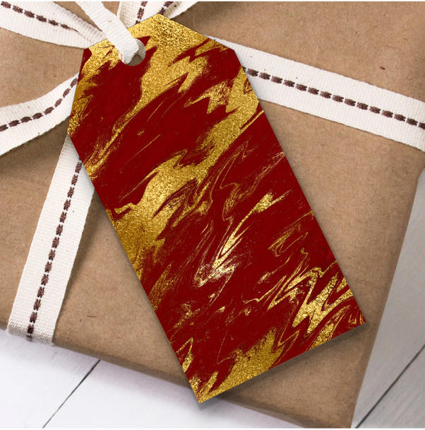 Red Gold Marble Christmas Gift Tags