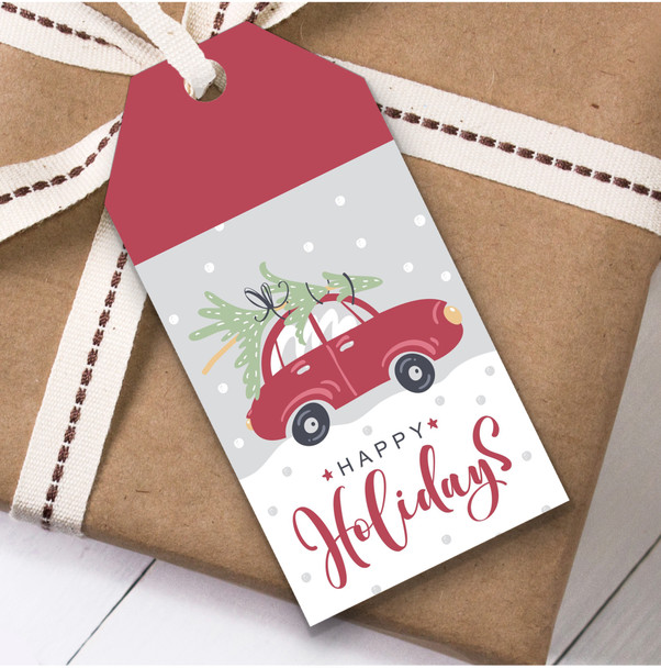 Car With Tree Christmas Gift Tags