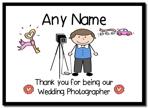 Thank You For Being Our Wedding Photographer Male  Personalised Placemat