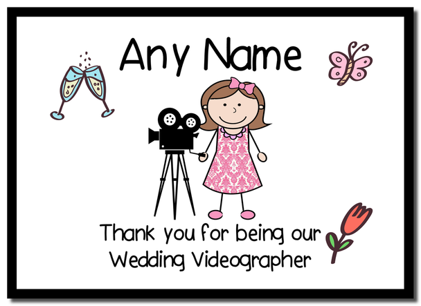 Thank You For Being Our Wedding Videographer Female  Personalised Placemat