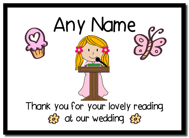 Thank You For Doing A Reading At Our Wedding Girl  Personalised Placemat