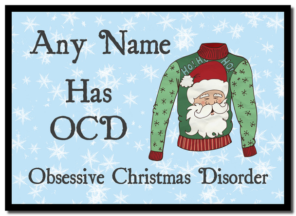 Novelty Jumper OCD Christmas Personalised Mousemat