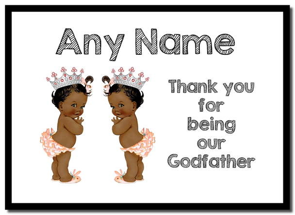 Baby Twin Black Girls Godfather Thank You  Personalised Mousemat