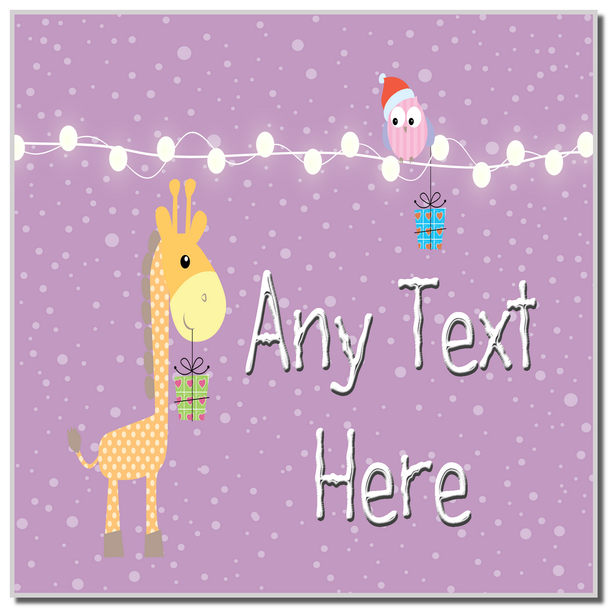 Giraffe and Present Christmas Personalised Coaster