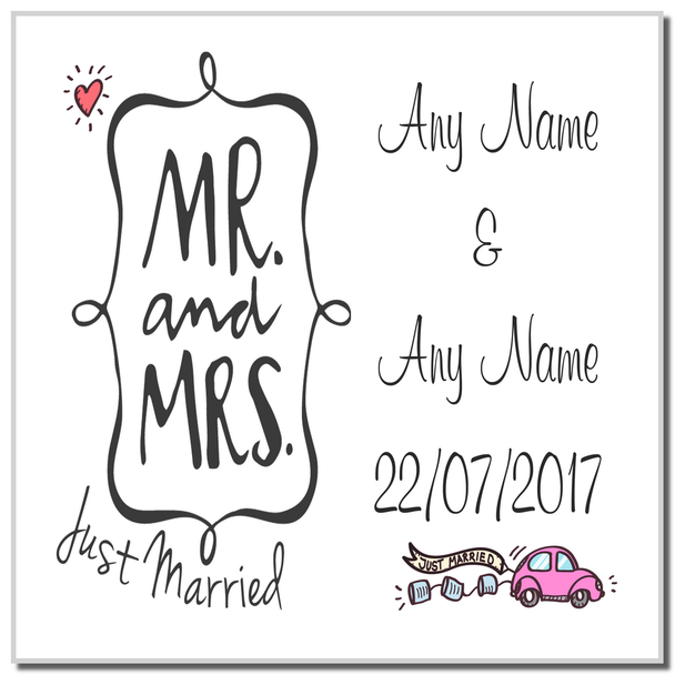 Mr and Mrs Just Married Personalised Coaster