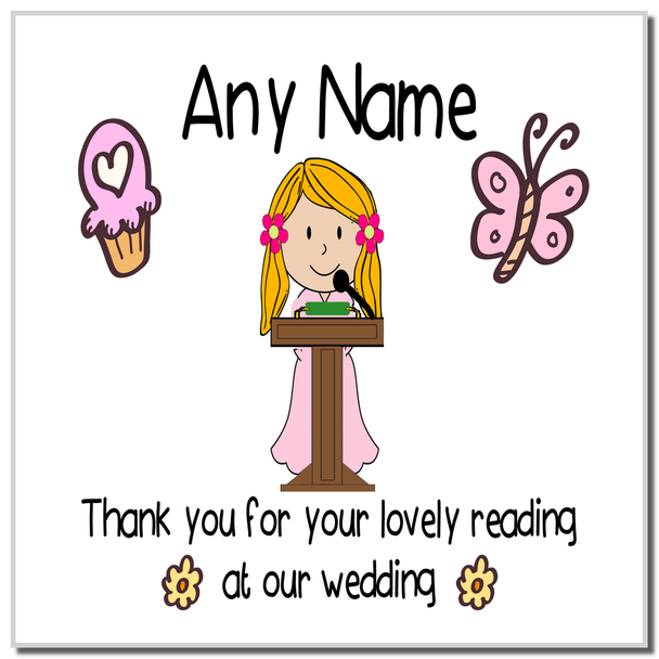 Thank You For Doing A Reading At Our Wedding Girl Personalised Coaster