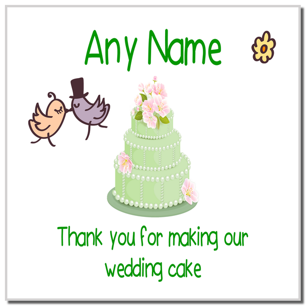 Thank You For Making Our Wedding Cake Green Personalised Coaster