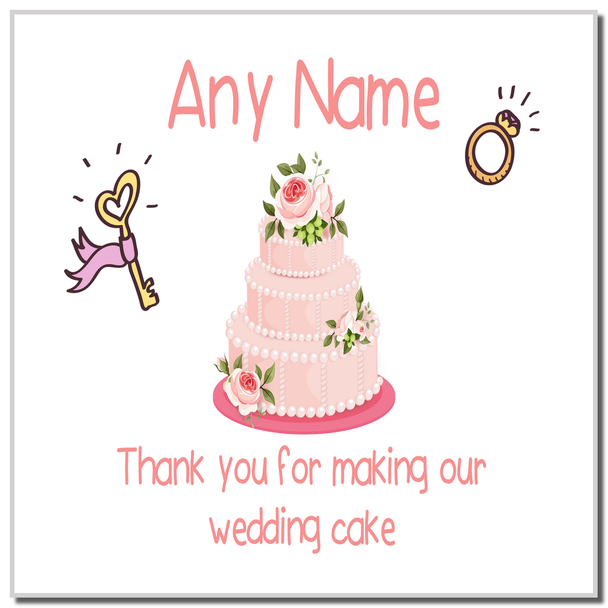 Thank You For Making Our Wedding Cake Pink Personalised Coaster