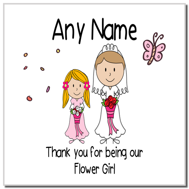 Thank You Flower Girl Personalised Coaster