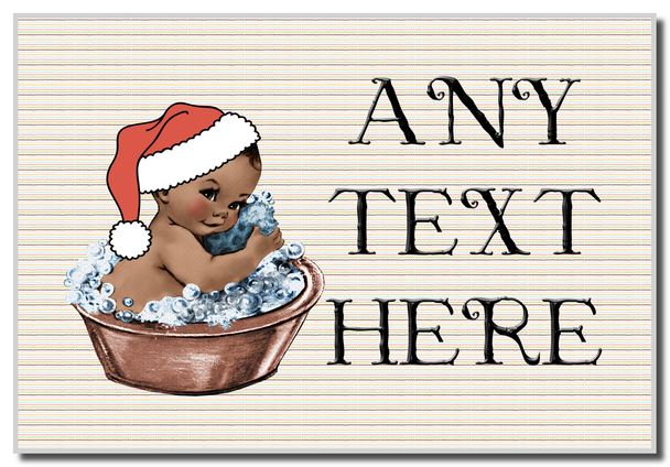 Vintage Xmas Brown Skin Boy in Bath Christmas Personalised Magnet