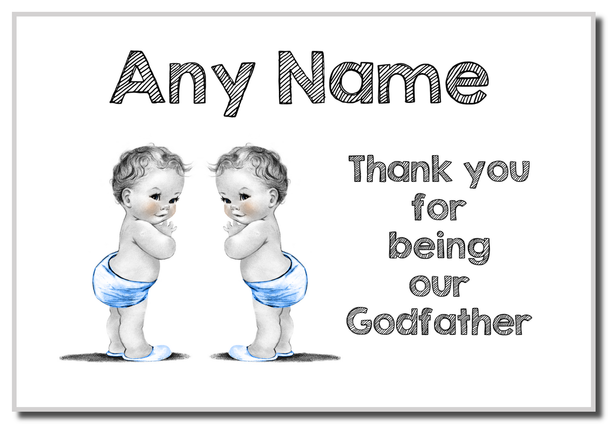 Baby Twin Boys Godfather Thank You  Personalised Magnet