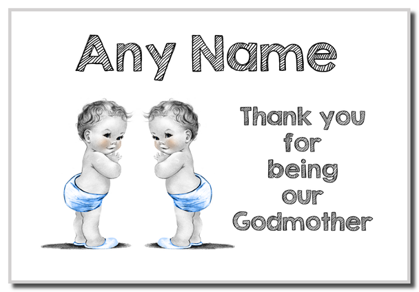 Baby Twin Boys Godmother Thank You  Personalised Magnet