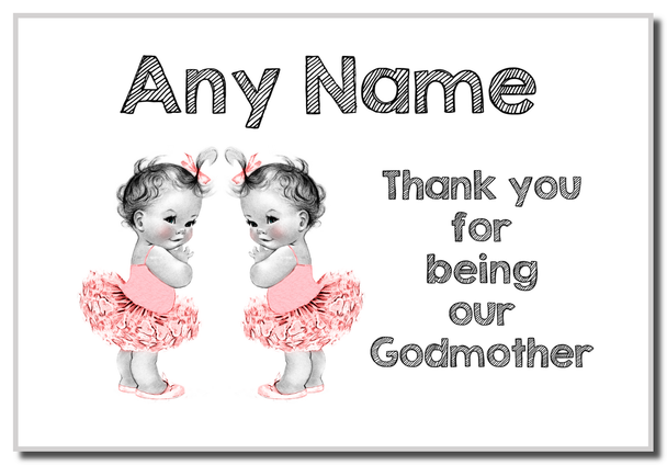 Baby Twin Girls Godmother Thank You  Personalised Magnet