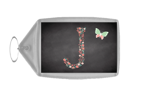 Chalk Letter Initial J  Personalised Keyring