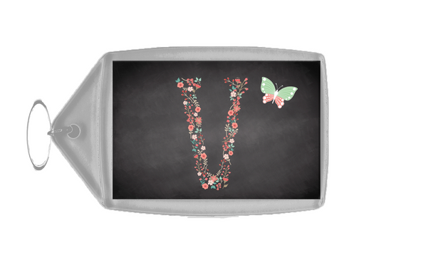 Chalk Letter Initial V  Personalised Keyring