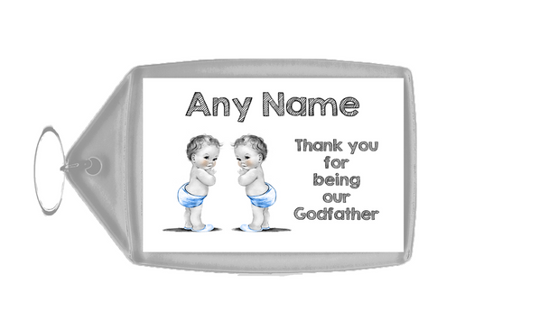 Baby Twin Boys Godfather Thank You  Personalised Keyring