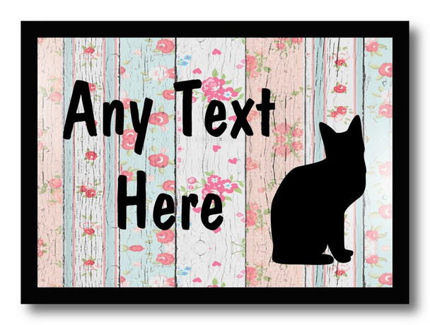 Cute Cat Shabby Wood Personalised Dinner Table Placemat