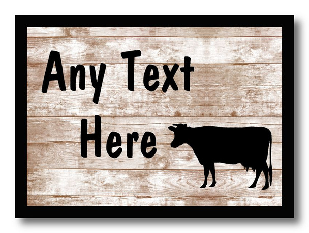 Cow Shabby Wooden Effect Personalised Dinner Table Placemat