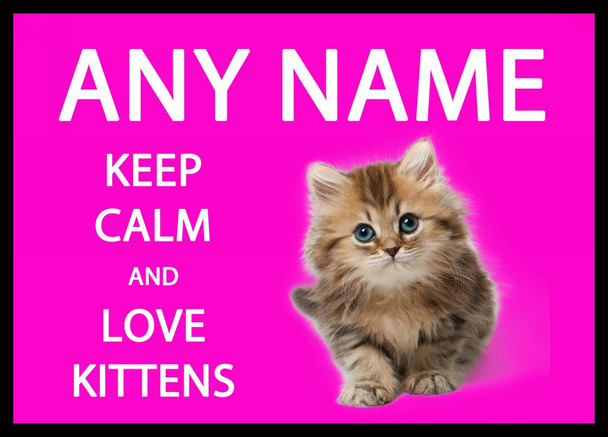 Keep Calm And Love Kittens Pink Personalised Dinner Table Placemat