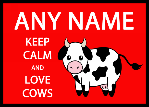 Keep Calm And Love Cows Red Personalised Dinner Table Placemat
