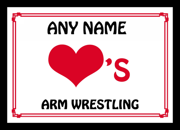 Love Heart Arm Wrestling Personalised Placemat